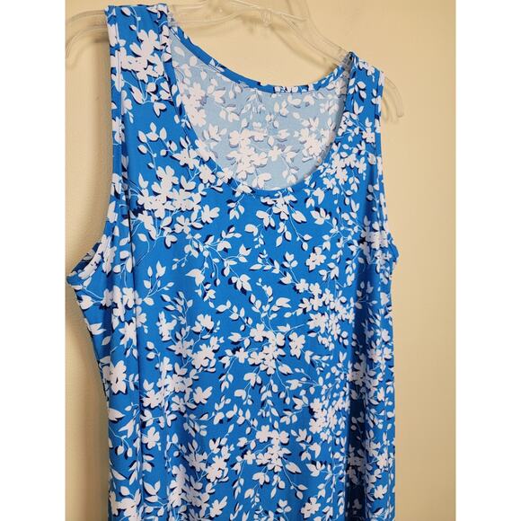 Draper James Womens Ruffle Floral Sleep Shirt Sleeveless Scoop Neck Blue XL - Picture 2 of 6